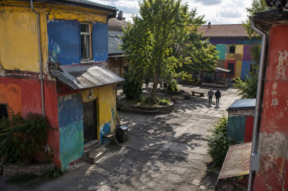 Colourful painted walls and paint-covered walls in the Metelkova district